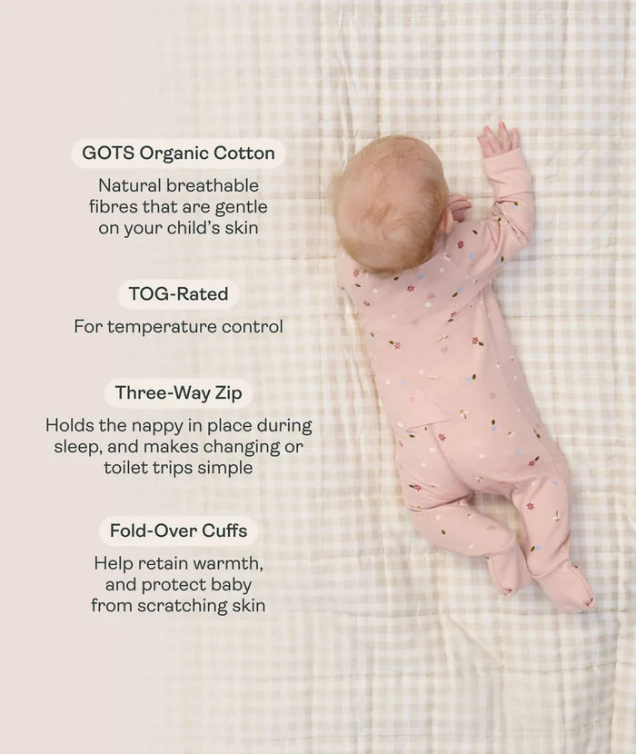 ergoPouch Layer | Long Sleeve Zip Bodysuit 0.2 TOG - Oatmeal Marle