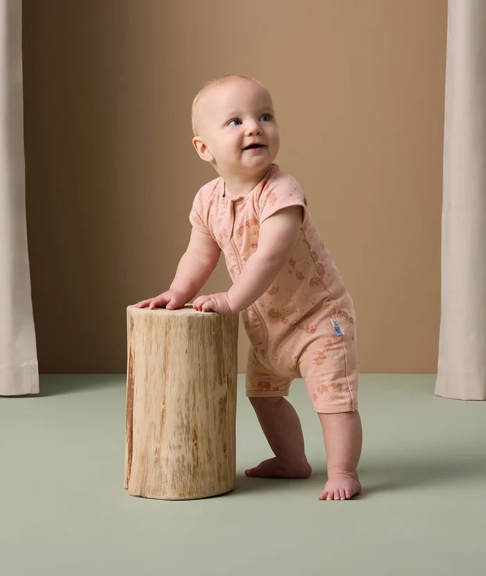 ergoPouch Layer | Short Sleeve Zip Bodysuit 0.2 TOG - Elephant Parade
