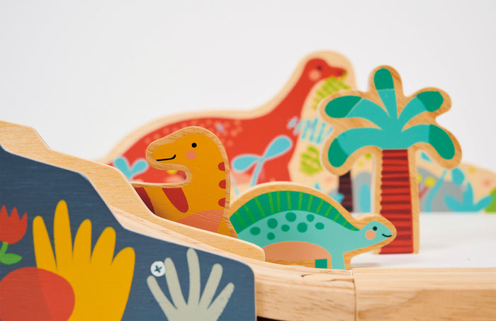 Mentari Wooden Lost World Dinosaur Train Set