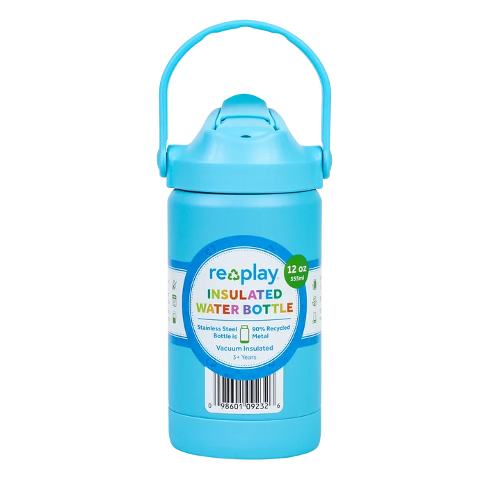 Re-Play 355ml Insulated Water Bottle - Pool Blue