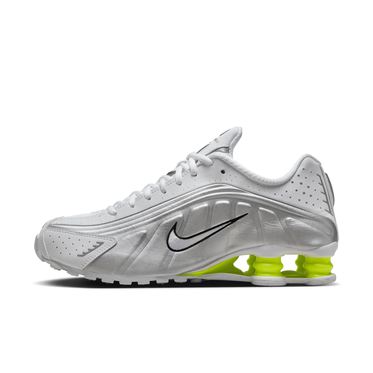 Women's Nike Shox R4 "White Metallic Silver Volt"