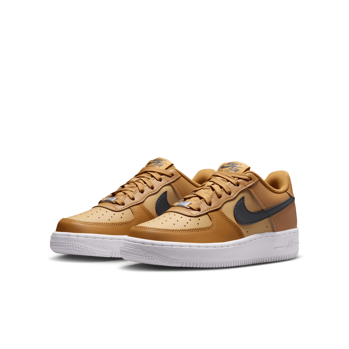 Boy's Nike Air Force 1 "Wheat Club Gold White Anthracite"