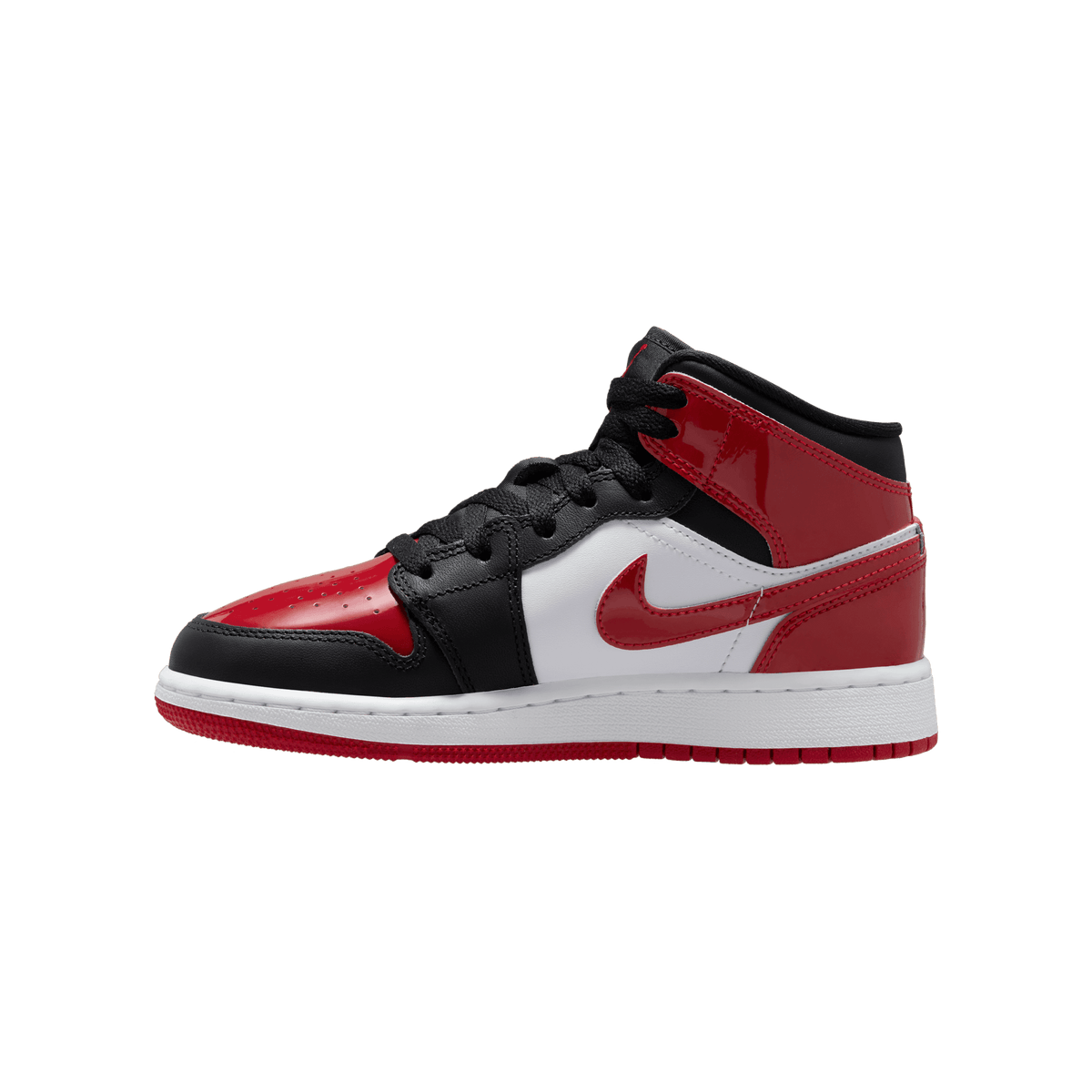 Big Kids' Air Jordan 1 Mid "Patent Bred Toe"