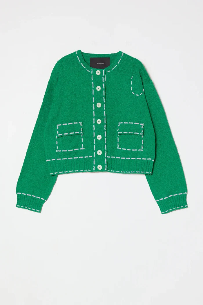 Atelier Delphine – Lottie Boucle Cotton Sweater in Green and Lilac