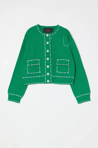 Atelier Delphine – Lottie Boucle Cotton Sweater in Green and Lilac