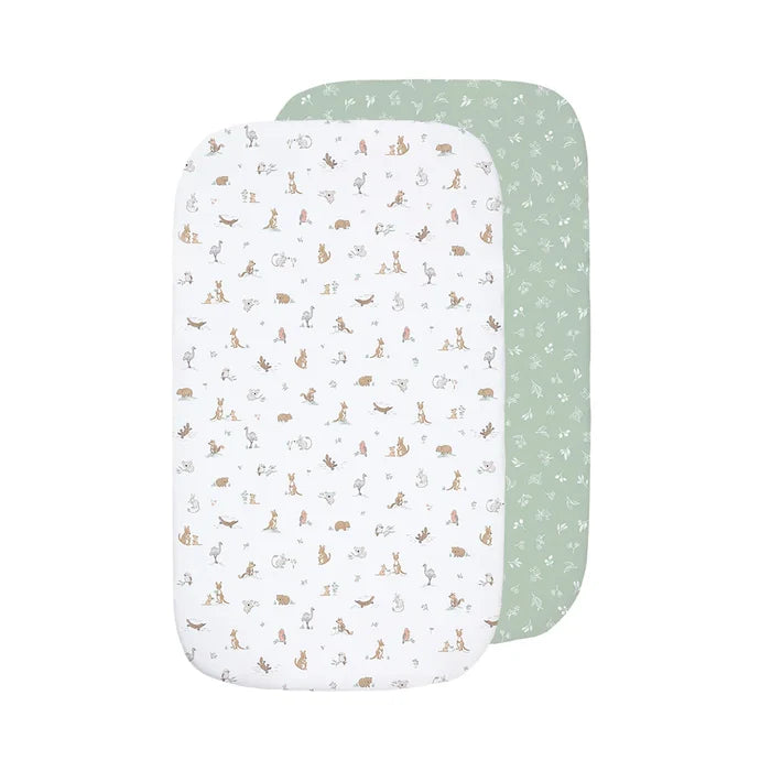 Bedside Bassinet/ Co Sleeper Fitted Sheets 2 Pack - Australiana