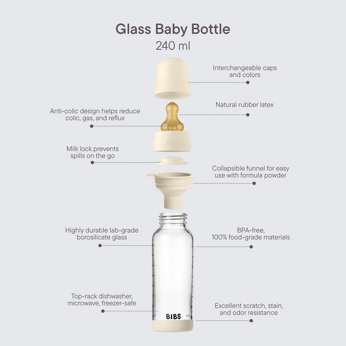 BIBS Baby Glass Bottle Complete Set 240ml | Blush