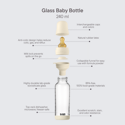 BIBS Baby Glass Bottle Complete Set 240ml | Blush