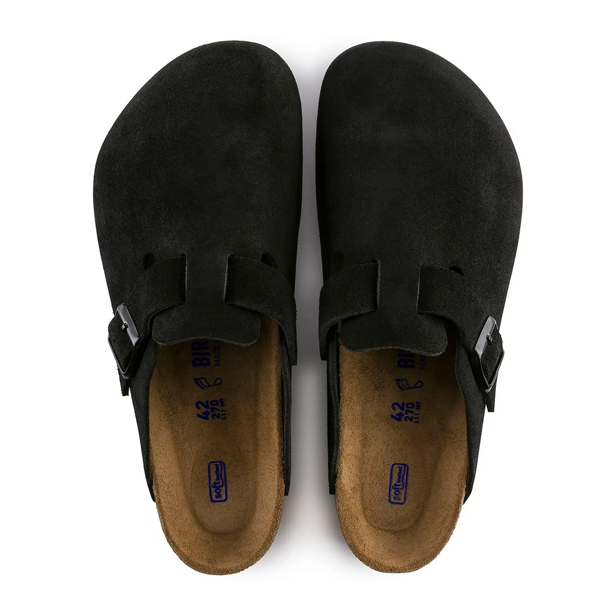 Birkenstock Boston Suede Flat Sandals Black (W)