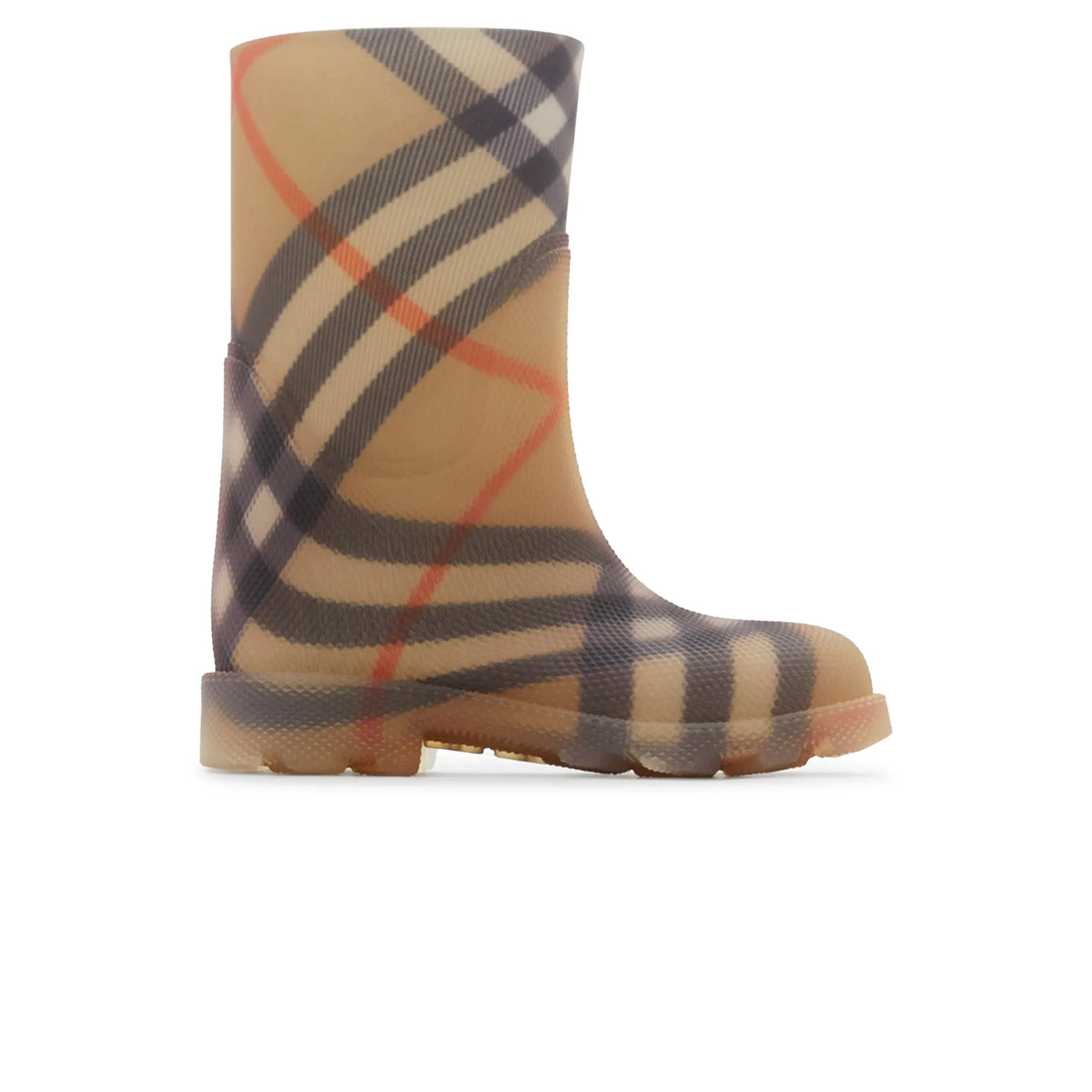Burberry Kids Check Rubber Marsh Beige High Boots