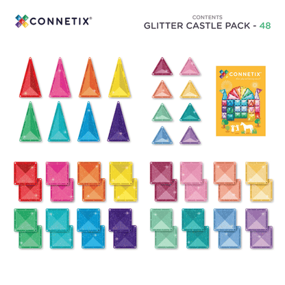 Connetix Magnetic Tiles Glitter Castle 48p Pack