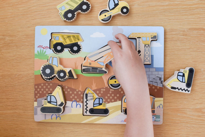 Construction Chunky Wooden Puzzle/Playset