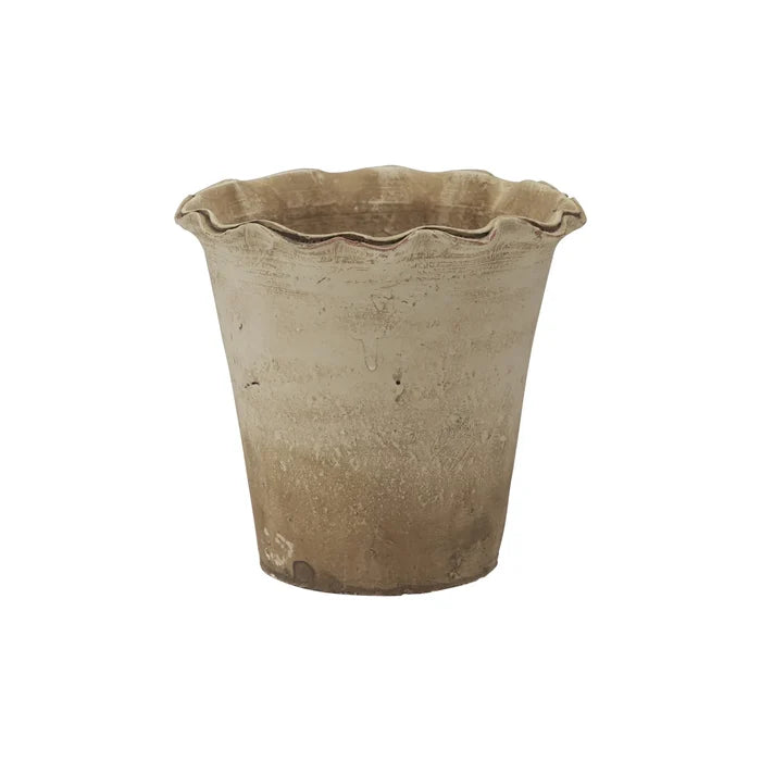 Distressed Terra Cotta Planter with Ruffled Edge