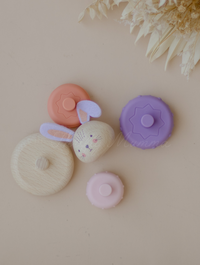EcoStack Wooden Ring Stacker Toy - Bunny