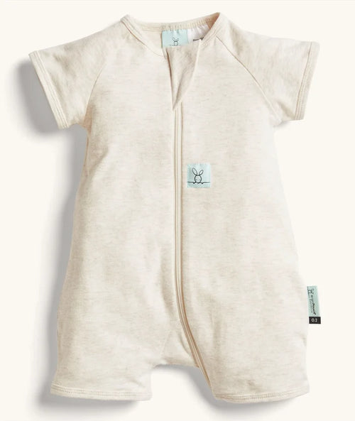 ergoPouch Layer | Short Sleeve Zip Bodysuit 0.2 TOG - Oatmeal Marle