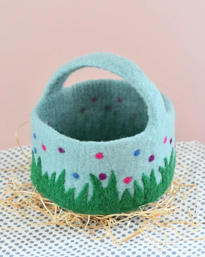 Felt Blue Dotty Easter Basket