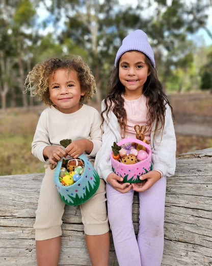 Felt Blue Dotty Easter Basket
