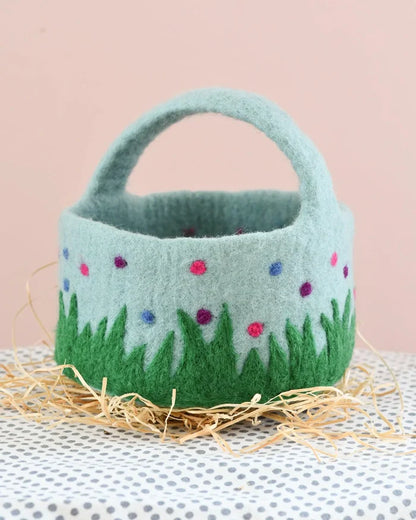 Felt Blue Dotty Easter Basket