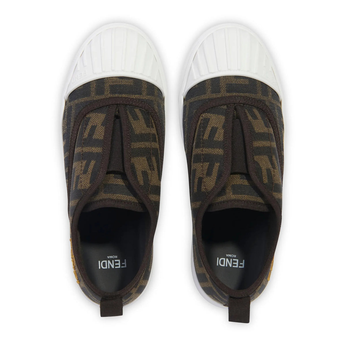 Fendi FF Logo Kids Brown Trainers