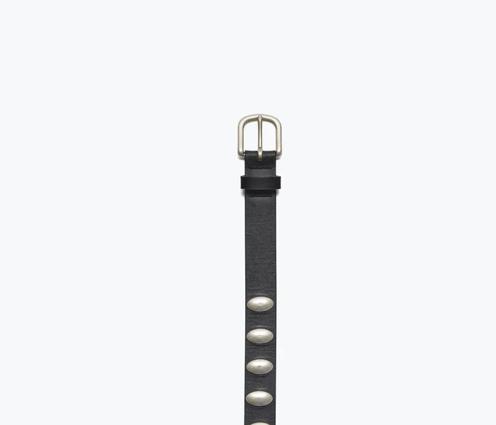 Freda Salvador – Rebecca Belt in Black Calf with Oval Studs