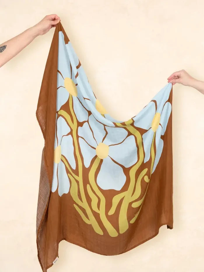Kiin Organic Bamboo Cotton Muslin Swaddle - Fleur Umber