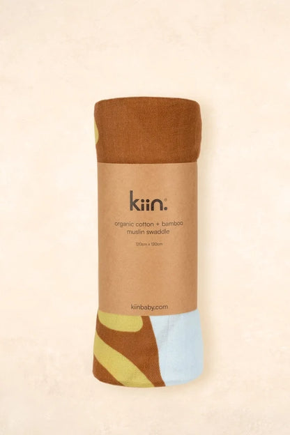 Kiin Organic Bamboo Cotton Muslin Swaddle - Fleur Umber