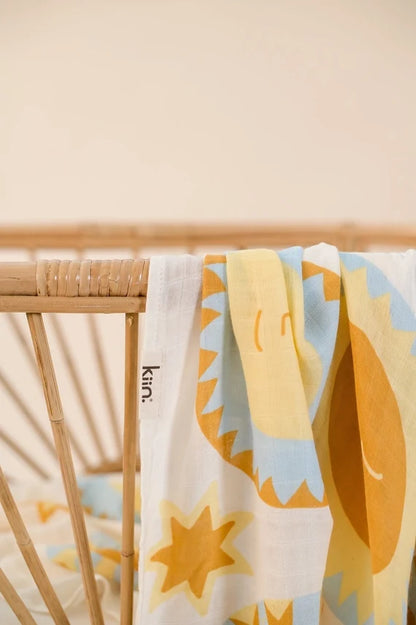 Kiin Organic Bamboo Cotton Muslin Swaddle - Sunny Day