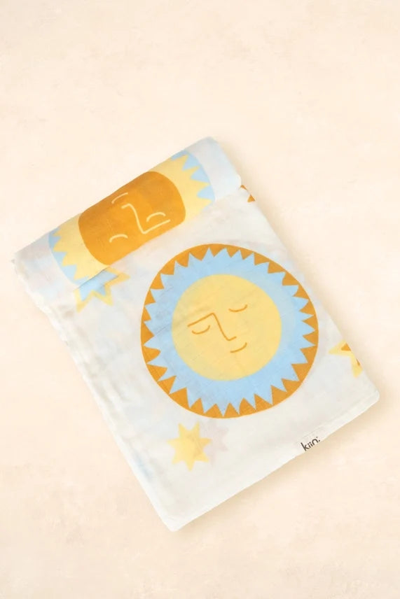 Kiin Organic Bamboo Cotton Muslin Swaddle - Sunny Day