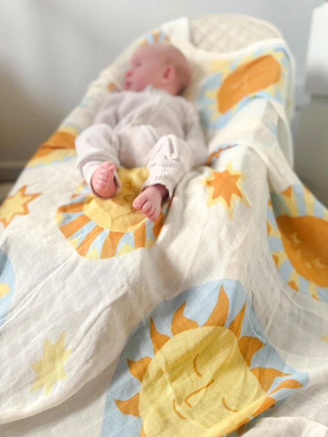 Kiin Organic Bamboo Cotton Muslin Swaddle - Sunny Day