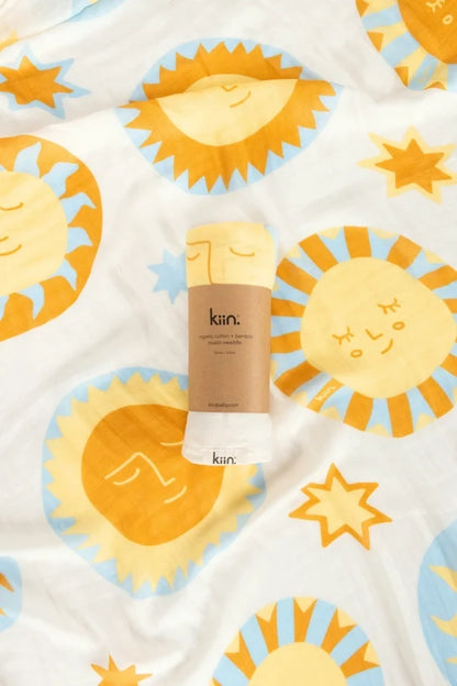 Kiin Organic Bamboo Cotton Muslin Swaddle - Sunny Day