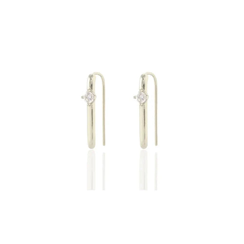 Kris Nations – Arc Pull Through Hoop Earrings with Crystal in Sterling Silver