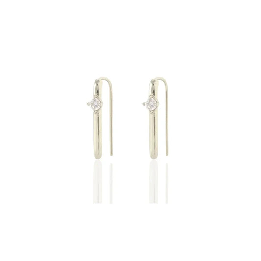 Kris Nations – Arc Pull Through Hoop Earrings with Crystal in Sterling Silver