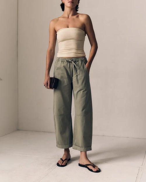 Le Jean - Mara Sateen Drawstring Pants in Soft Sage