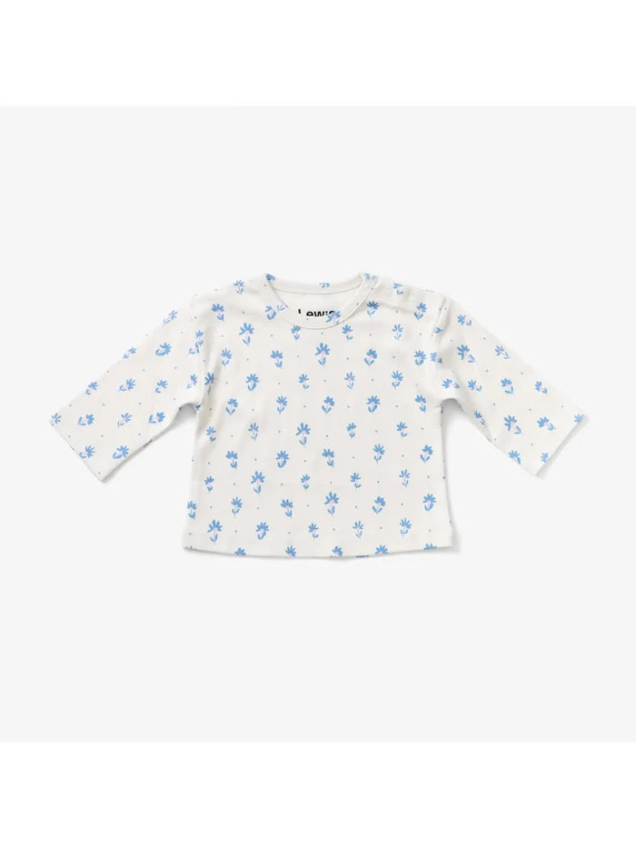 Lewis – Baby Long Sleeve Tee in Flower Polka Dot Sky