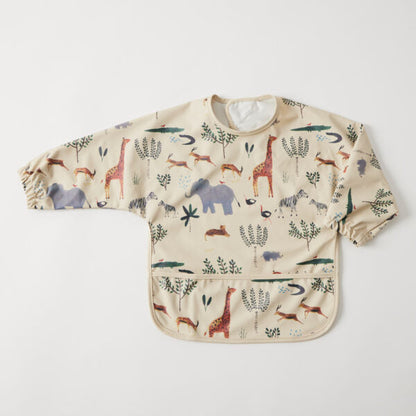 Long Sleeve Smock Bib - Safari