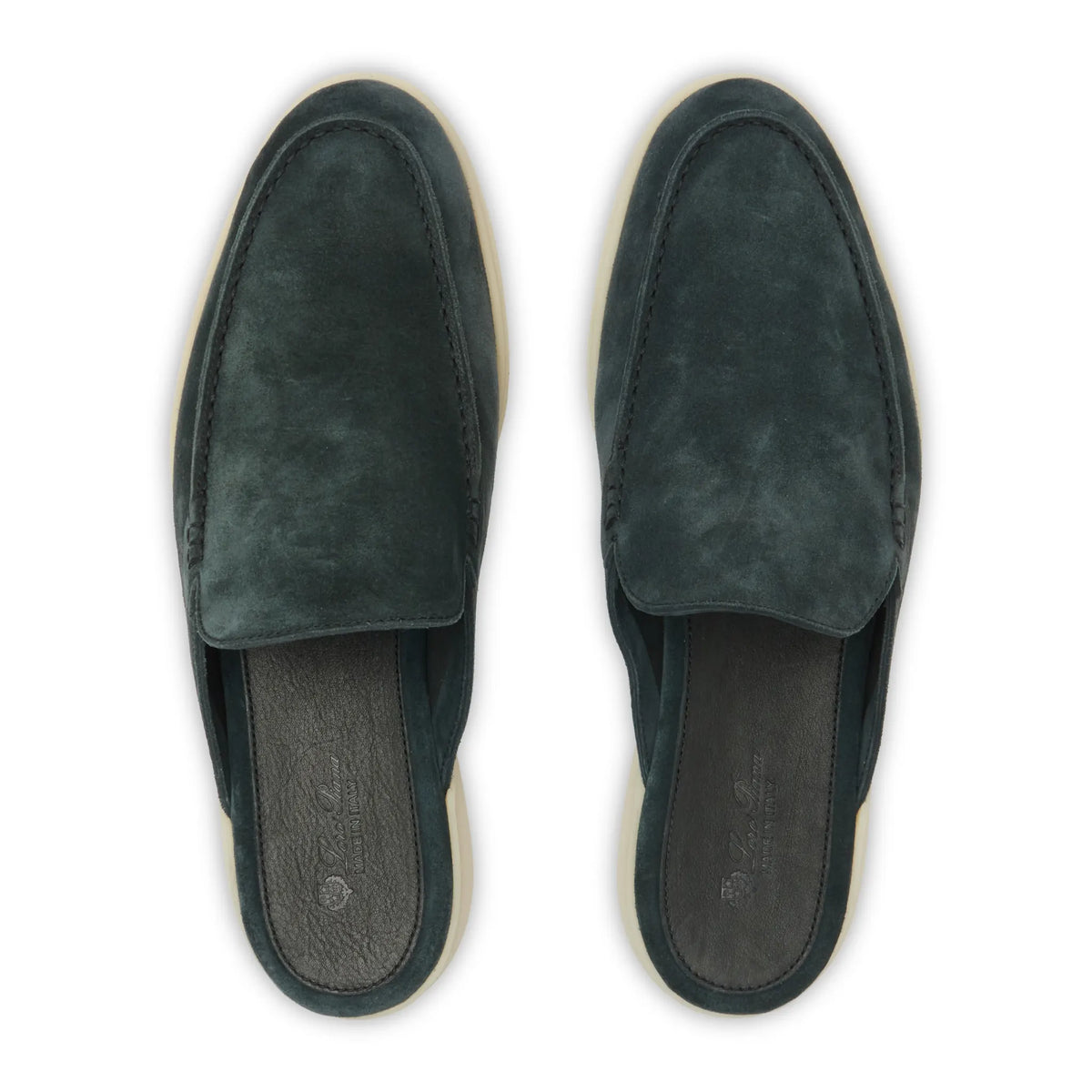 Loro Piana Babouche Walk Suede Dark Green Loafers