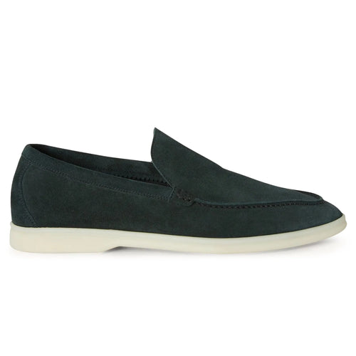 Loro Piana Summer Walk Suede Dark Green Loafers