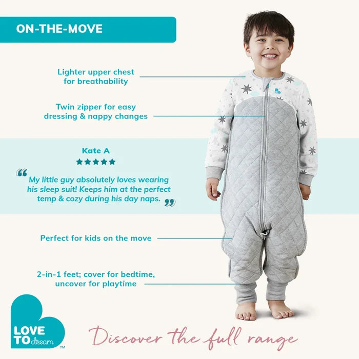 Love to Dream Cotton Fleece Sleep Suit 1.0 TOG - Dusty Pink