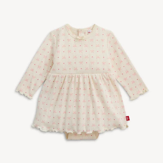 Magetic Me - Heart & Bow Pointelle Magnetic Bodysuit Dress