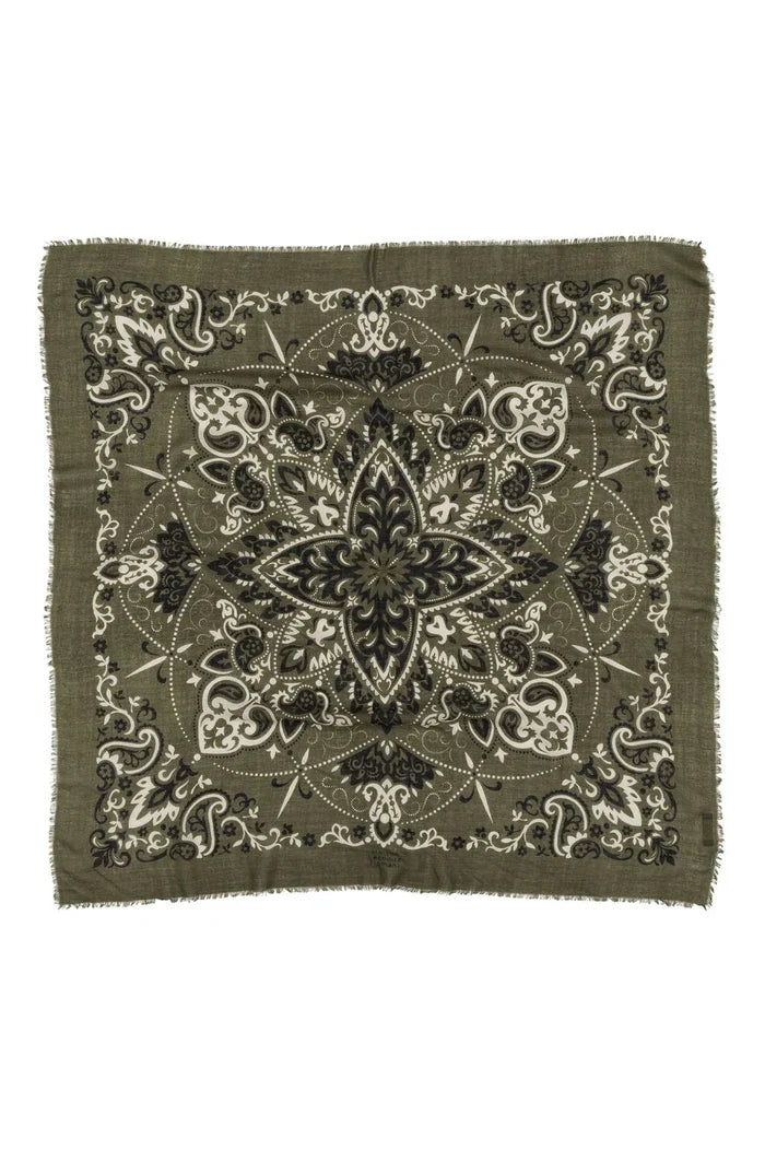 Maison Lecomte Flament – Wool Cashmere Bandana in Kaki