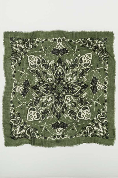Maison Lecomte Flament – Wool Silk Blend Bandana in Kaki