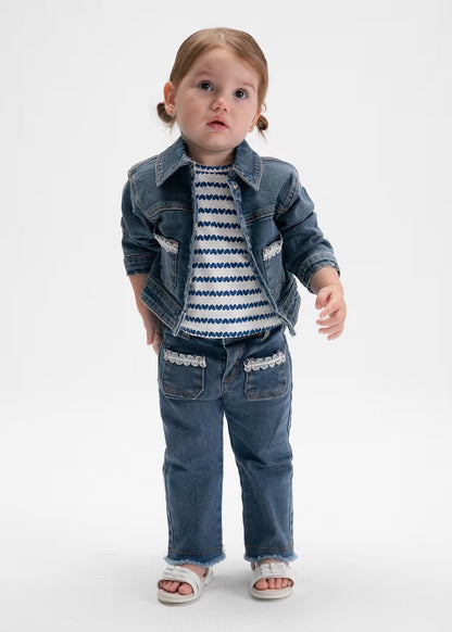 Mayoral – Jacket in Dark Denim with Lace