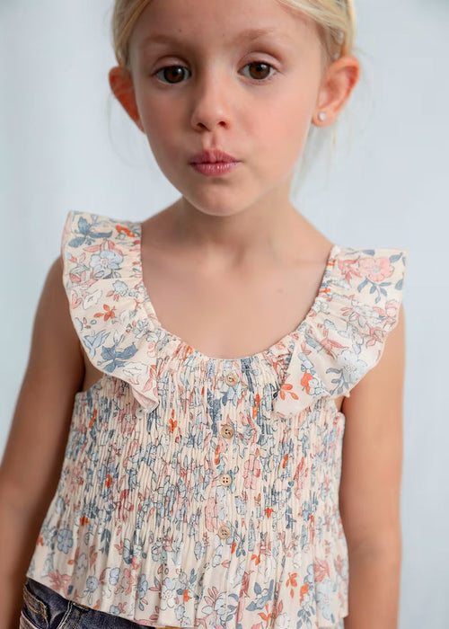 Mayoral – Printed Bambula Top in Salmon