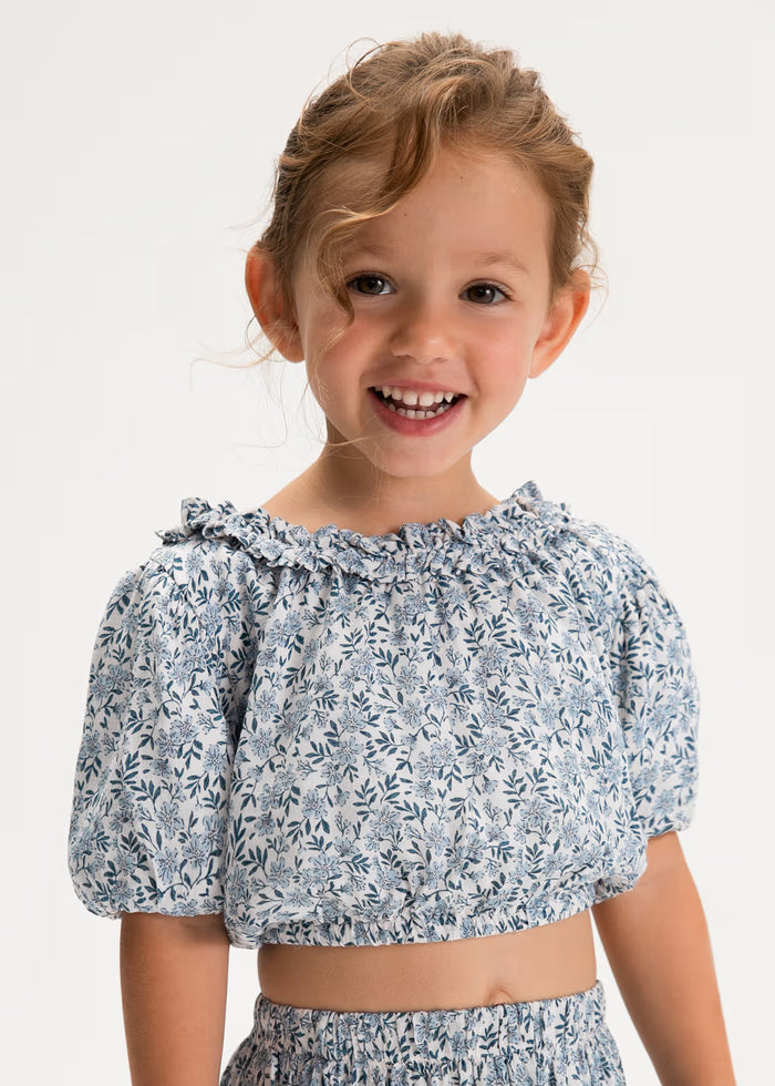 Mayoral – Printed Top in Sky Blue