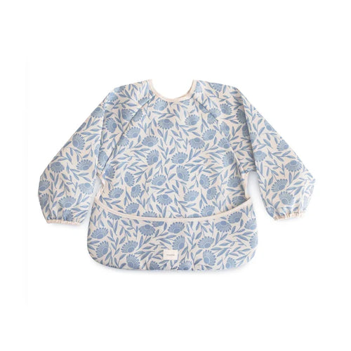 Mushie - Long Sleeve Bib in Blue Flowers