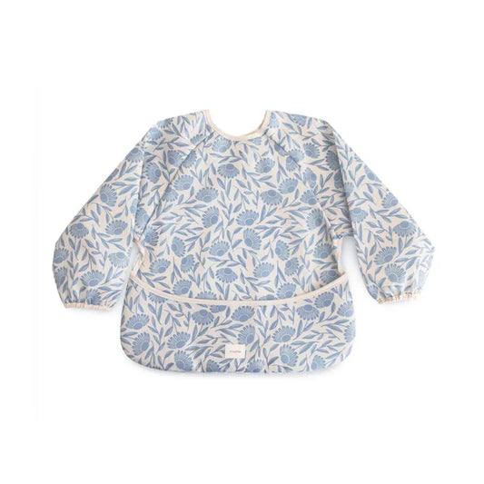 Mushie - Long Sleeve Bib in Blue Flowers