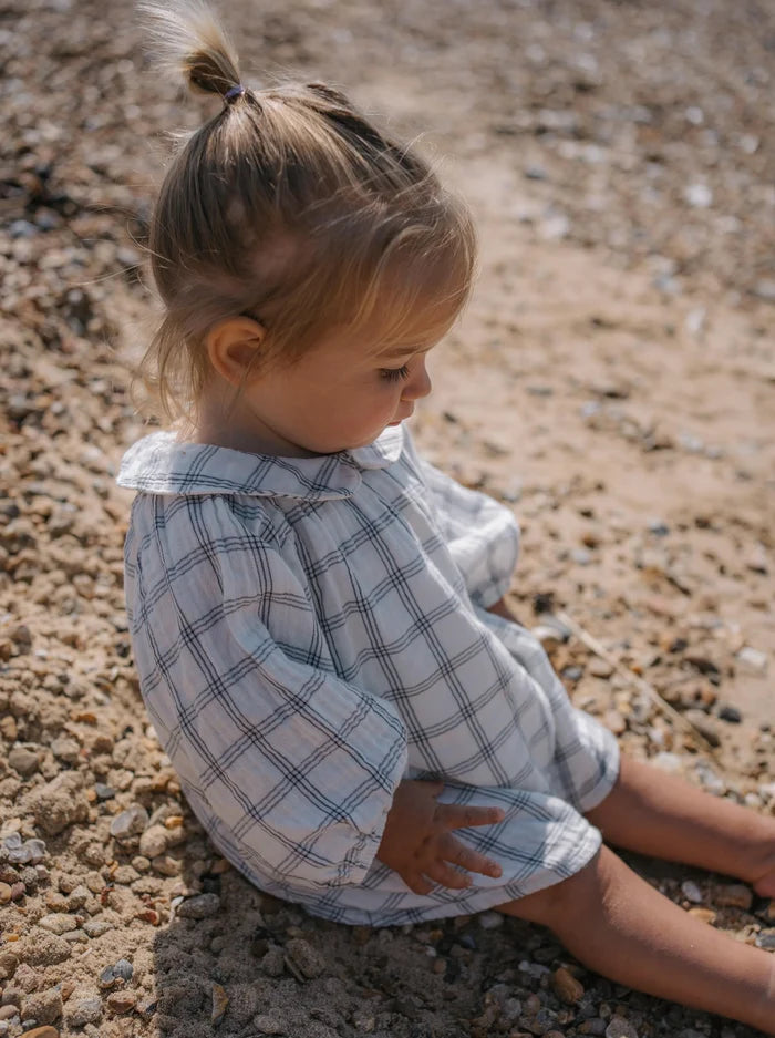 Organic Zoo - Navy Window Check Collared Dress