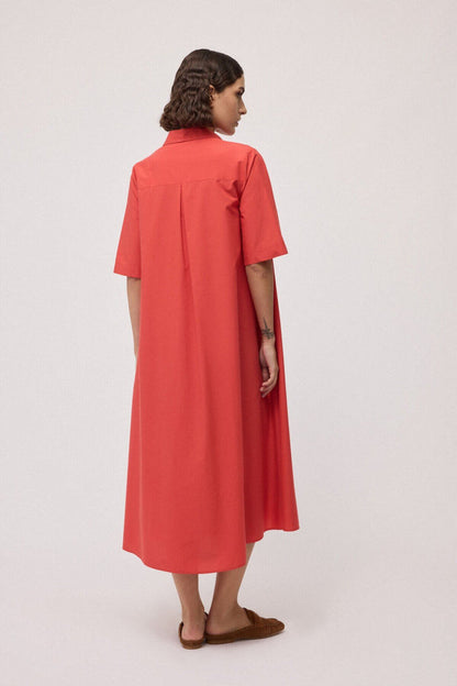 Ottod'Ame - Poplin Shirt Dress in Fiamma