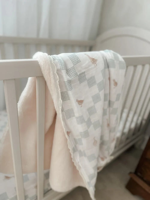 Pop Ya Tot Organic Goosey Gander Fur Lined Blanket