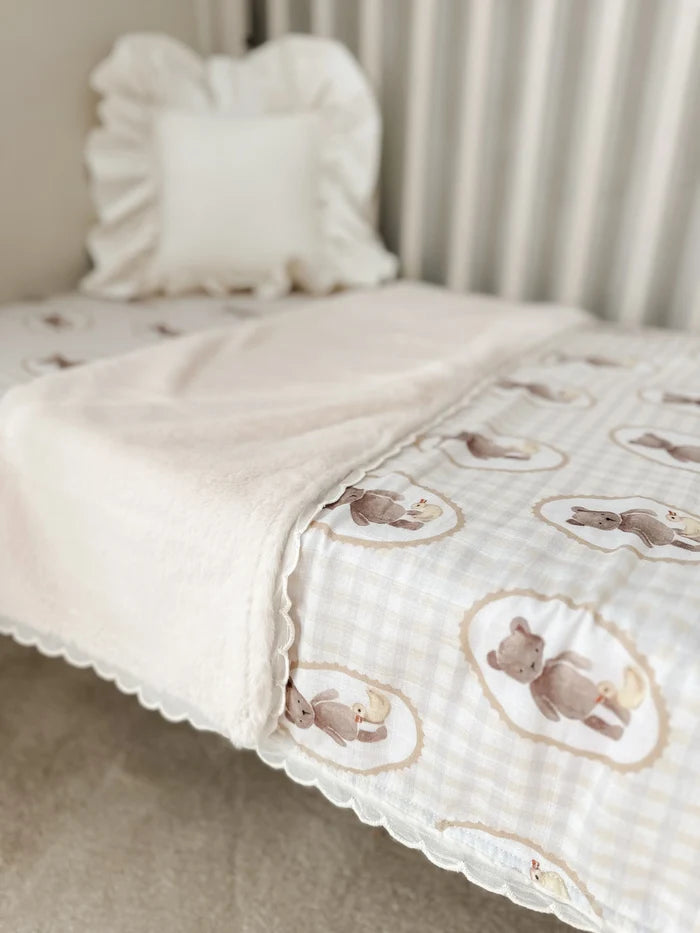 Pop Ya Tot Organic Ted & Duck Fur Lined Blanket